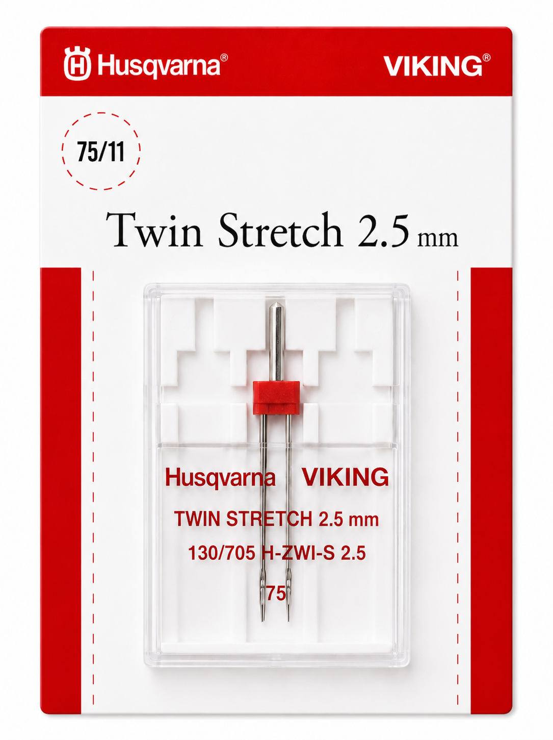 Husqvarna Viking tvilling stretch 75/11 2,5 mm
