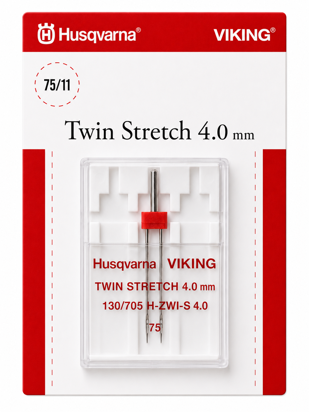 Husqvarna Viking tvilling stretch 75/11 4 mm